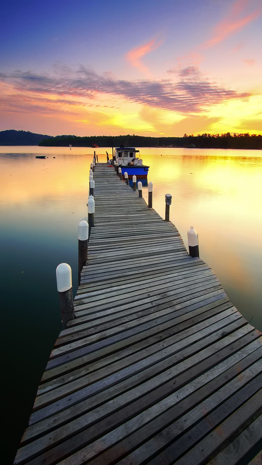 platform, sea, ocean, bridge, sky, simple, peaceful, wooden HD wallpaper