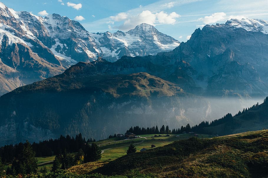 snow-capped mountains, nature, outdoors, glacier, ice, lauterbrunnen HD wallpaper