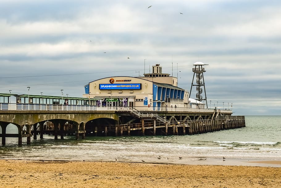 bournemouth, pier, beach, sea, seaside, dorset, britain, uk HD wallpaper