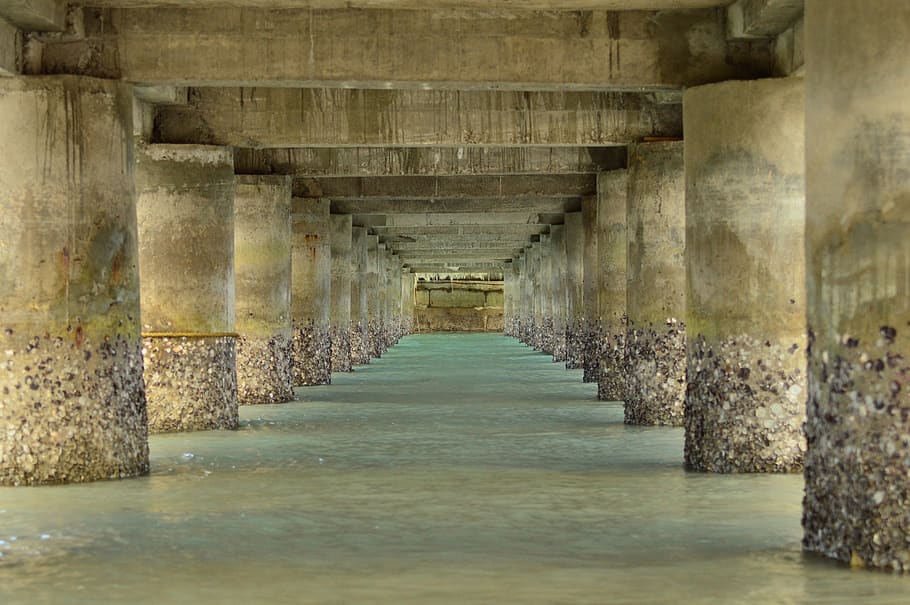 under, bridge, water, old, architecture, architectural column HD wallpaper