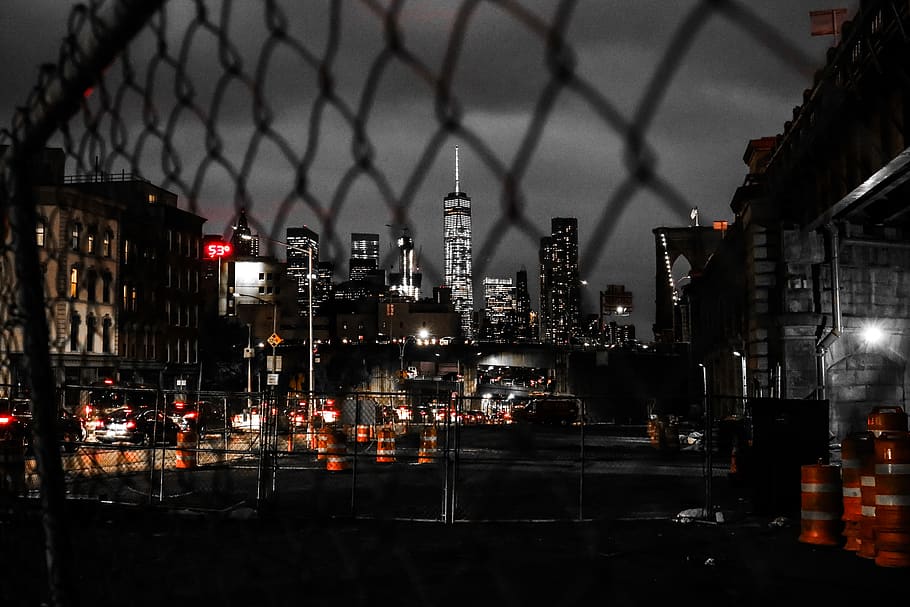 gray cyclone fence, building, urban, city, united states, brooklyn, HD wallpaper