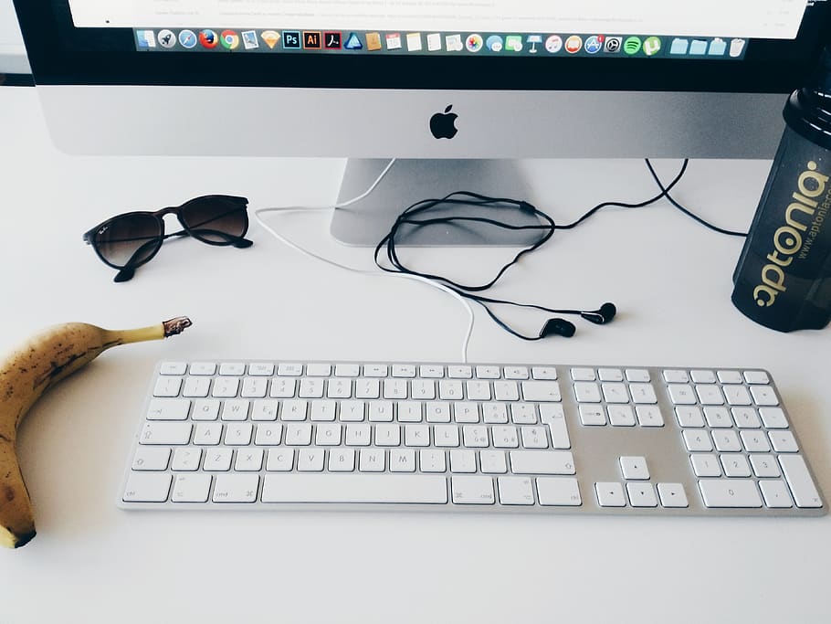 workspace, designer, desk, computer, keyboard, computer equipment HD wallpaper