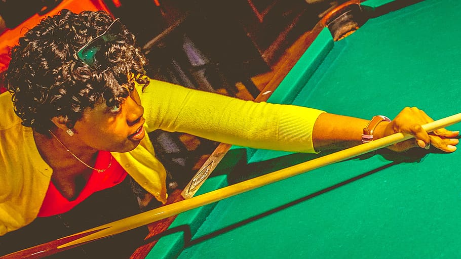 pool, 8 ball, pool hall, real people, indoors, one person, leisure activity, HD wallpaper