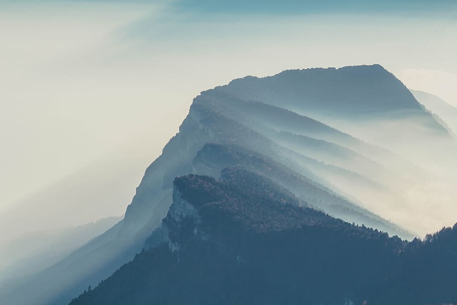 mountain, highland, sky, summit, ridge, landscape, nature, valley HD wallpaper