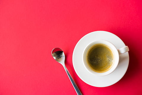 Cup of Coffee on Red Background Space for Text, bar, cafe, caffeine HD wallpaper