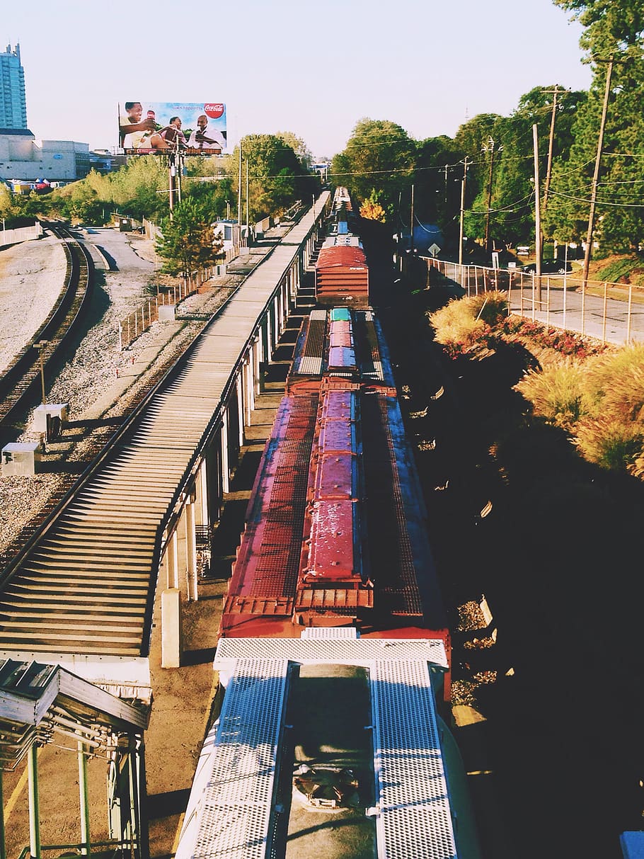 train on rail, city, railroad, cargo, shadow, transportation HD wallpaper