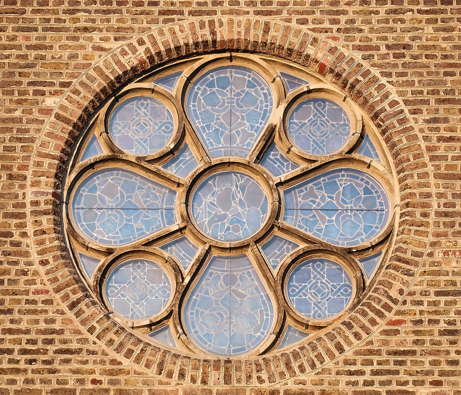 church window, rosette, district, flower, round, glass window HD wallpaper