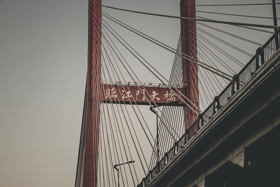 Red Extension Bridge, architecture, downtown, high, low angle shot HD wallpaper