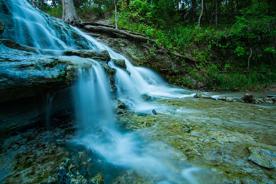 waterfall, river, forest, flowing water, scenics - nature, long exposure HD wallpaper