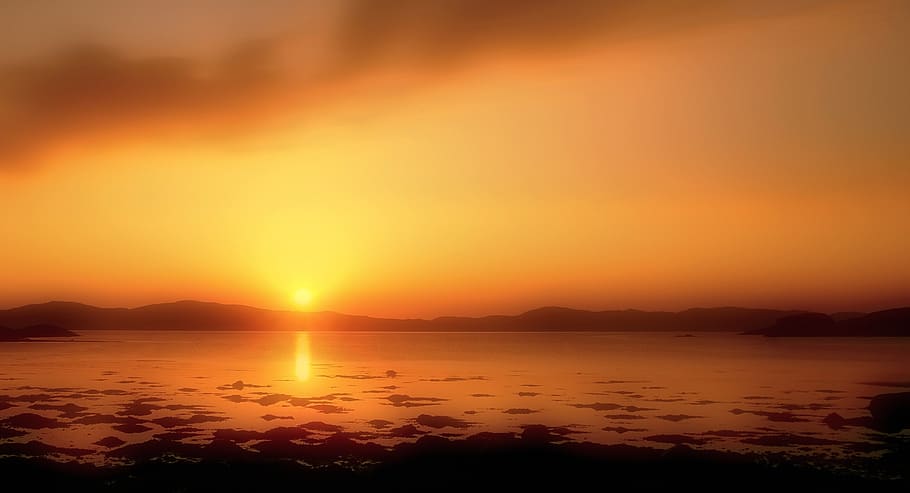 water, sunset, beauty in nature, tranquility, scenics - nature HD wallpaper