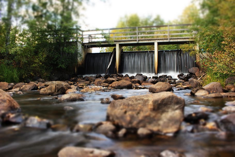 sweden, skellefteå, water, rock, nature, solid, flowing water HD wallpaper