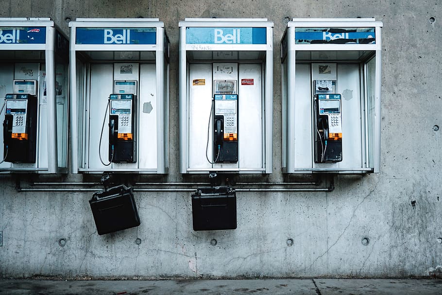 gray phonebooths, built structure, architecture, no people, communication HD wallpaper