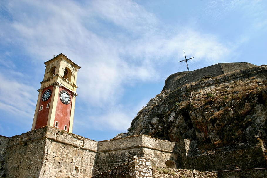 greece, corfu, architecture, sky, history, the past, built structure HD wallpaper