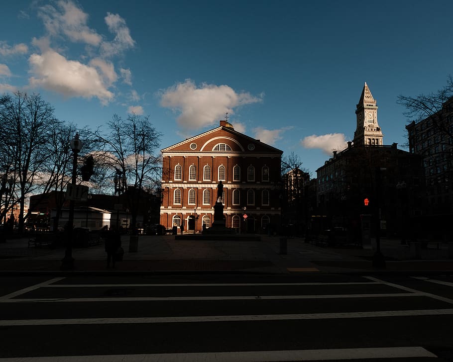 boston, street, sky, clouds, building, light, shadow, architecture HD wallpaper