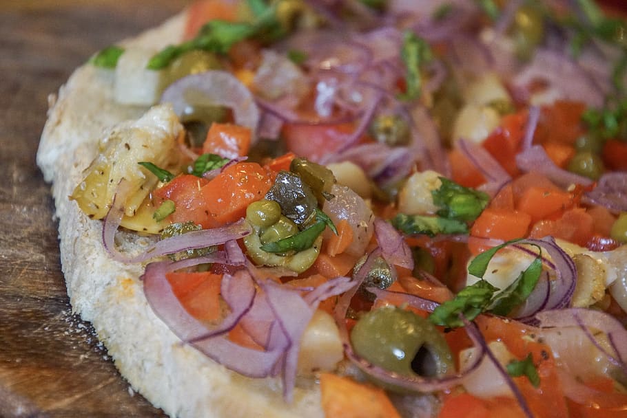 bruschetta, bread, eat, basil, appetizer, delicious, sano, alimentari HD wallpaper
