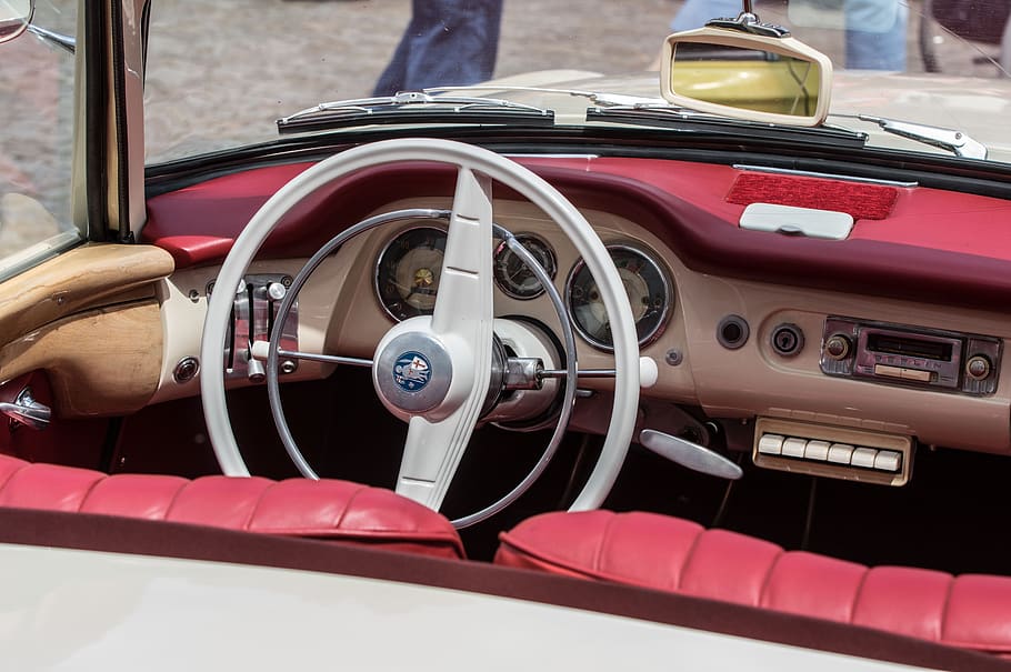 wartburg castle, cockpit, dashboard, oldtimer, steering wheel HD wallpaper