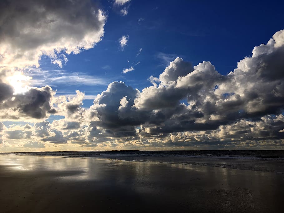 sunset, light shadow, nature, mystical, sunlight, clouds, mood HD wallpaper