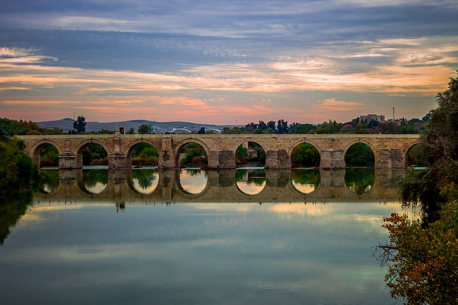 Panoramic Photo of Bridge, arches, architecture, city, clouds HD wallpaper