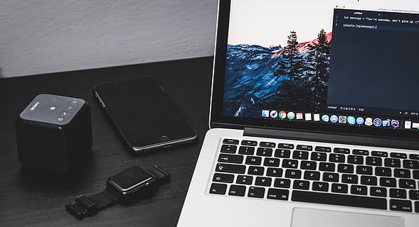 apple, watch, iphone, macboko, laptop, office, clean, black HD wallpaper