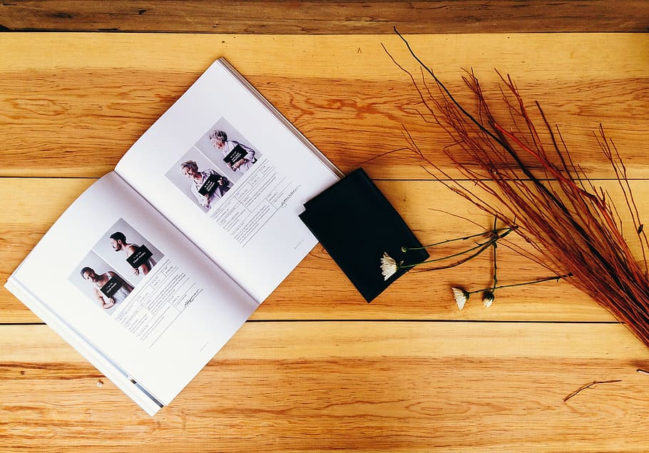 wood, table, book, reading, daisy, flowers, wood - material HD wallpaper