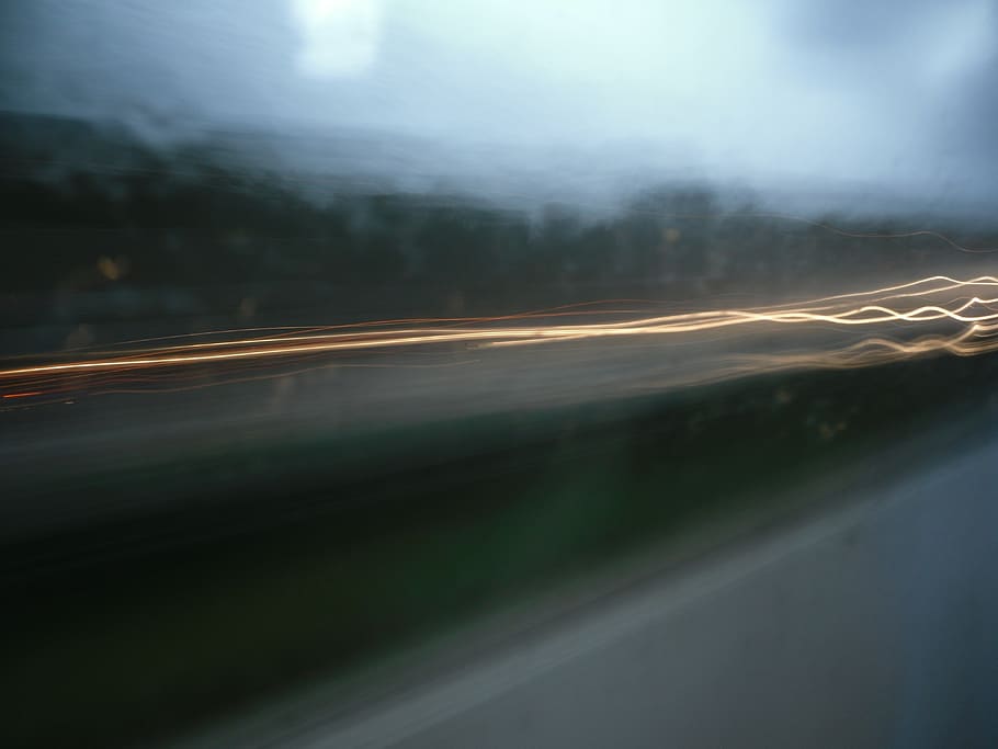 car, lights, road, rain, wallpaper, transportation, motion HD wallpaper