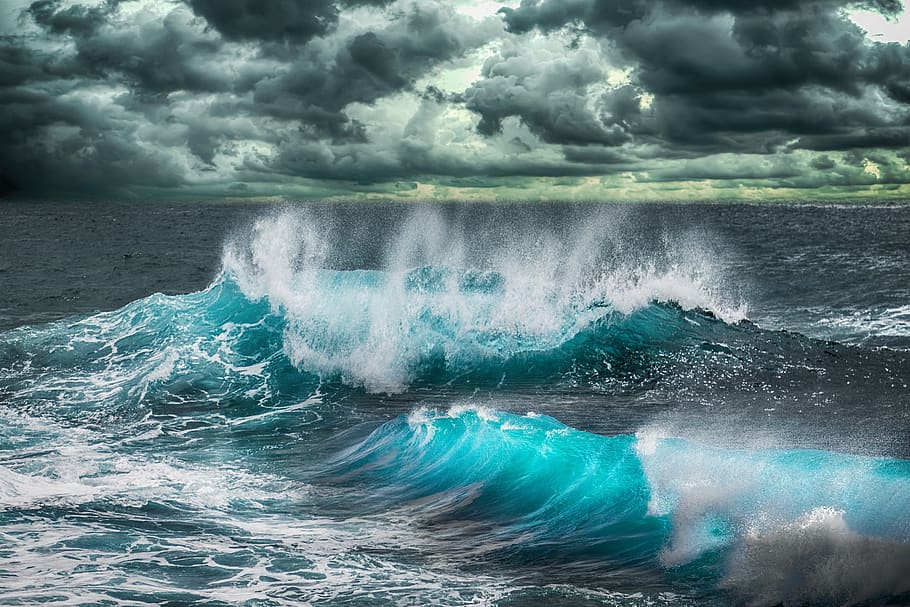 sea, waves, sky, clouds, landscape, blue, marina, costa, hd wallpaper HD wallpaper