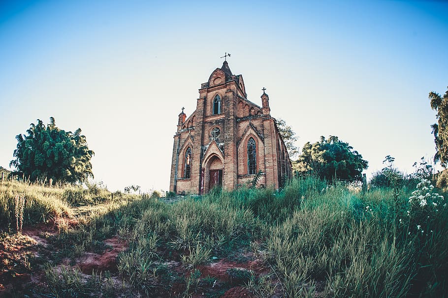 brown cathedral, ruins, building, architecture, cottage, house HD wallpaper