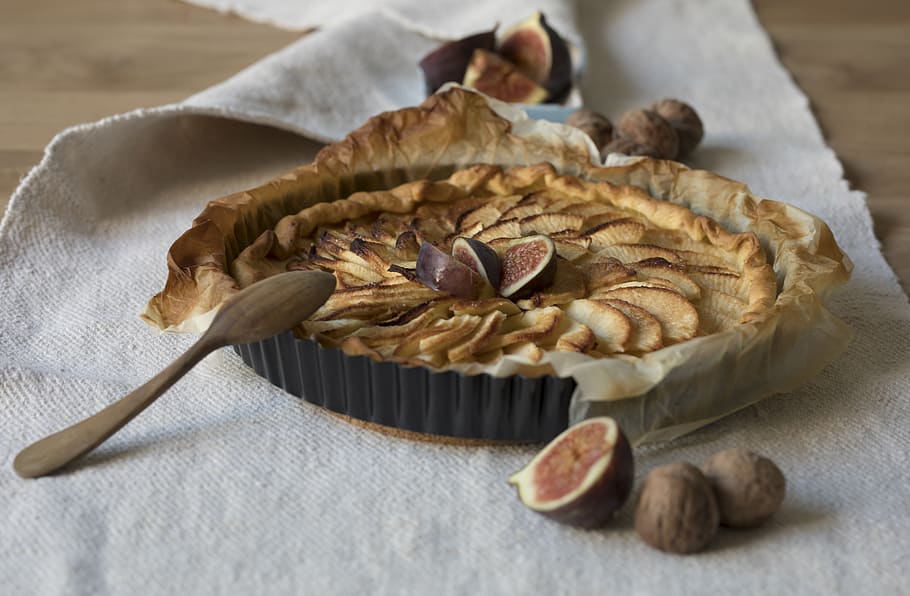 pie on gray textile, food, cake, dessert, plant, brussels, belgium