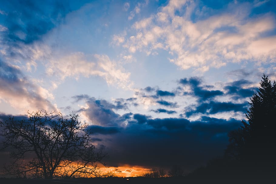 austria, blue sky, nature, clouds, cloudy sky, sunset, nature sunset HD wallpaper