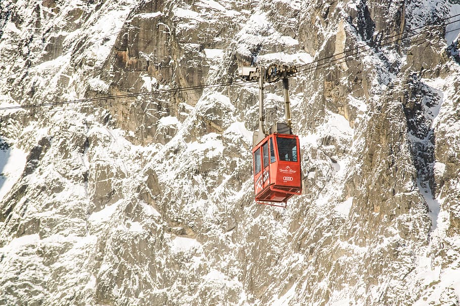 red cable car, łomnica, winter, cable-car, tatra mountain, snow HD wallpaper