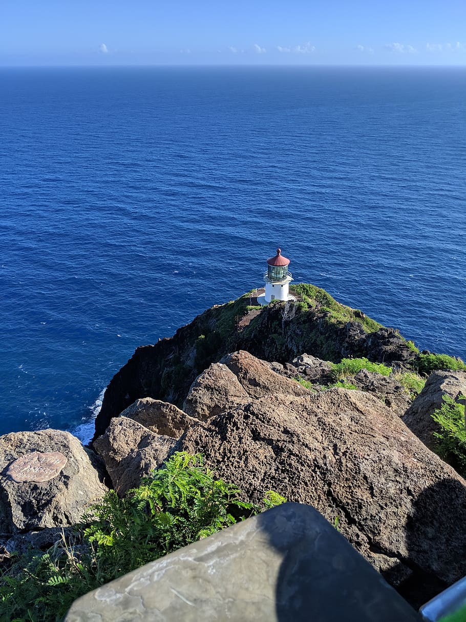 lighthouse, hawaii, ocean, rocks, water, sea, rock - object HD wallpaper