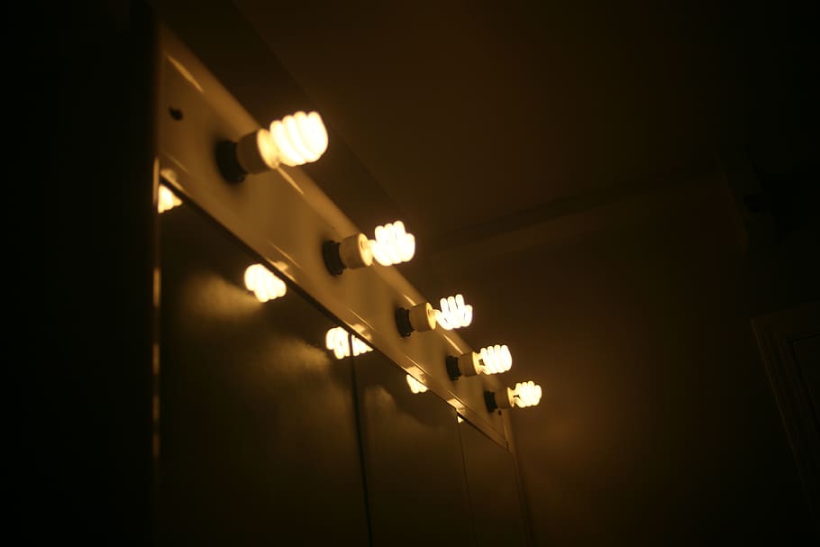 lights, mirror, fluorescent, illuminated, lighting equipment HD wallpaper