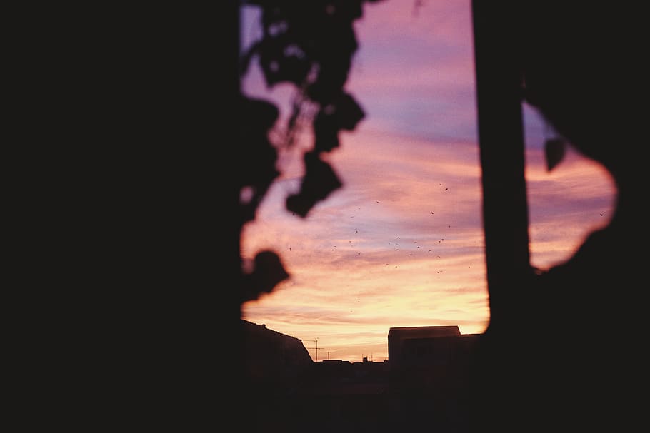 sunset, pink, sky, clouds, shadow, silhouette, cloud - sky HD wallpaper