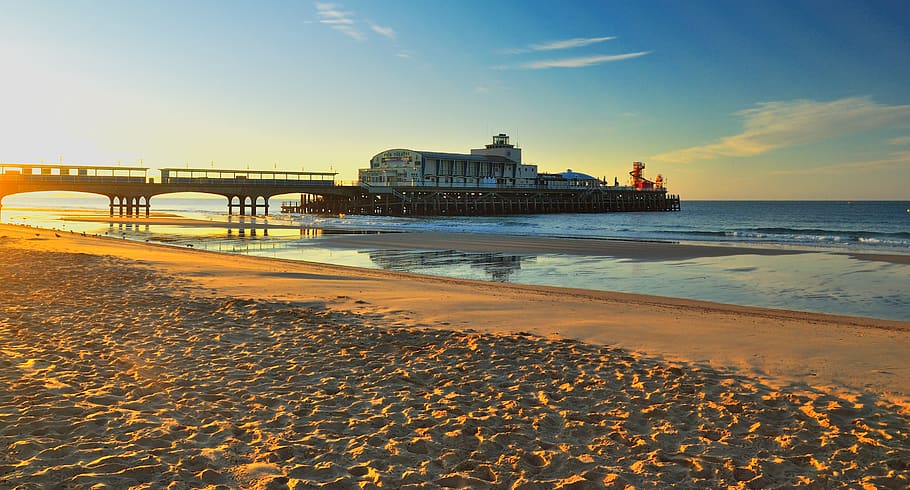 bournemouth, pier, dawn, architecture, built structure, sea HD wallpaper