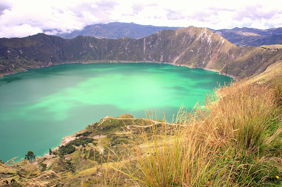 ecuador, quilotoa lake, landscape, mountain, beauty in nature