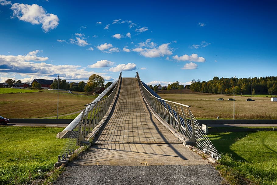 bridge, landscape, architecture, sky, cloud - sky, nature, direction HD wallpaper