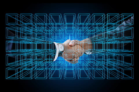 block chain, personal, shaking hands, handshake, data, records HD wallpaper