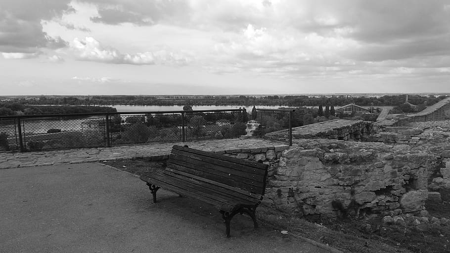 serbia, belgrade, sky, cloud - sky, bench, no people, nature HD wallpaper