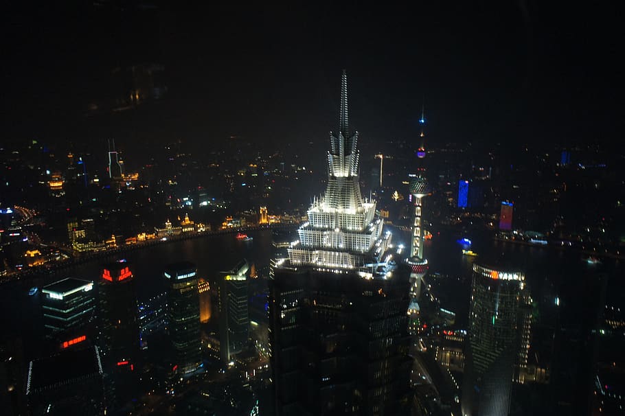 shanghai, bund, china, night, sky, building exterior, architecture HD wallpaper