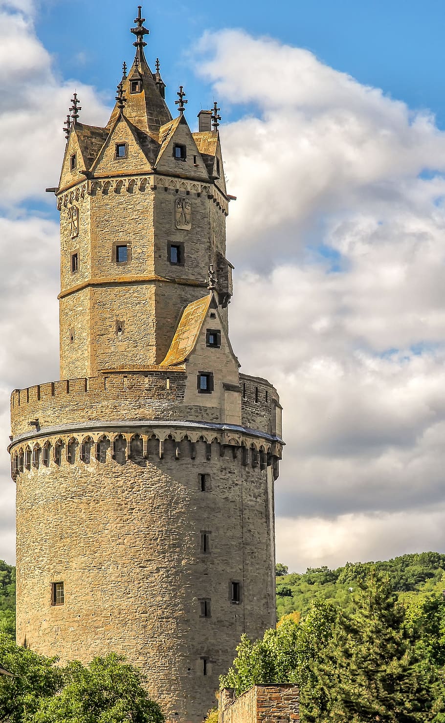 stone, building, round tower, andernach, old, middle ages, architecture HD wallpaper
