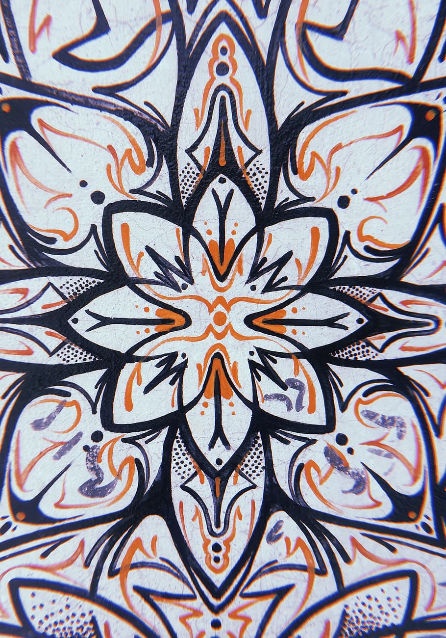 White, Black, And Orange Illustration, art, artistic, creative HD wallpaper