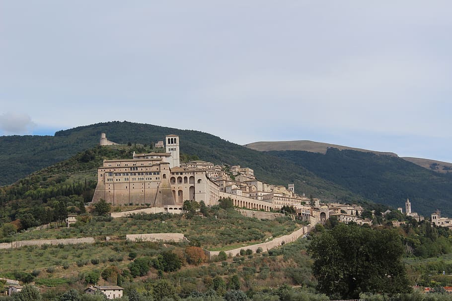 umbria, assisi, basilica, st francis, architecture, built structure, HD wallpaper