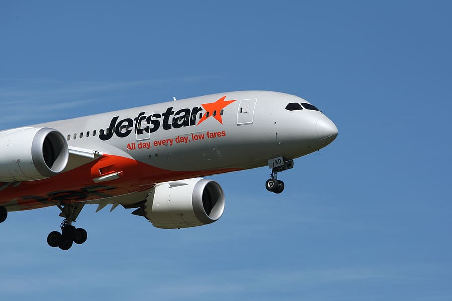 White Jetstar Airplane, aircraft, airliner, airport, departure, HD wallpaper