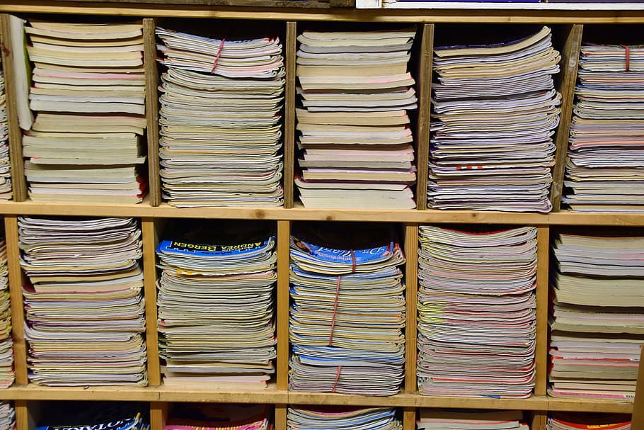 book lot, large group of objects, stack, arrangement, shelf, order HD wallpaper