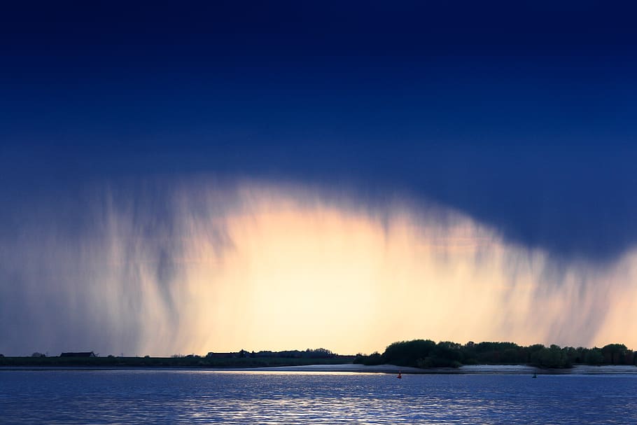 rain, water, blue, river, sky, beauty in nature, scenics - nature HD wallpaper