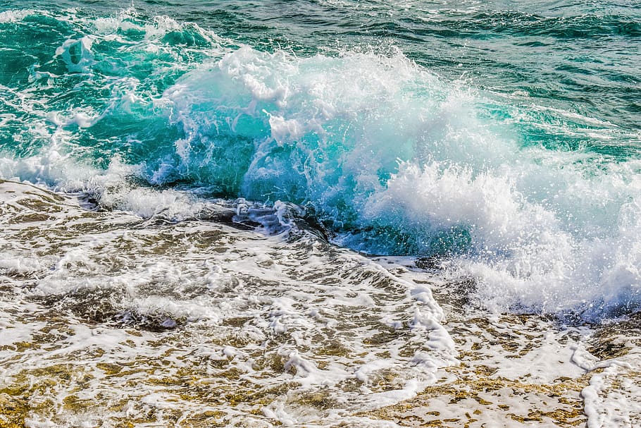Sea Wave, action, beach, landscape, ocean, sand, seascape, seashore HD wallpaper