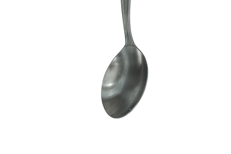 spoon, metal, daniel, white background, food, silver, shiny HD wallpaper