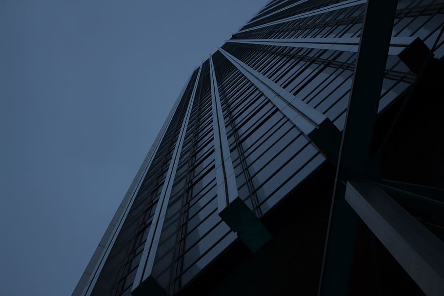Worms Eye View Building, architectural design, architecture, dawn HD wallpaper