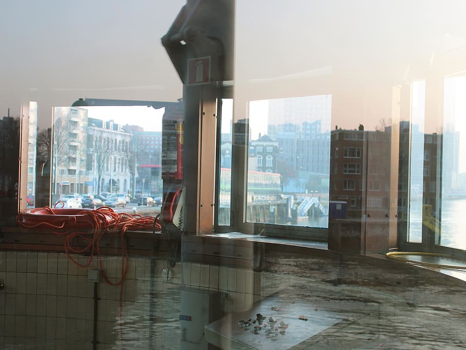 netherlands, rotterdam, reflection, mirror, glass, inside, window HD wallpaper