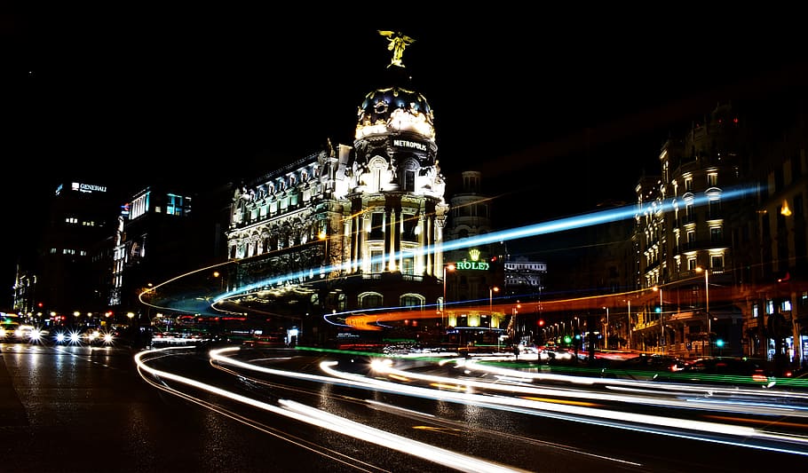architecture, buildings, infrastructure, lights, dark, night HD wallpaper